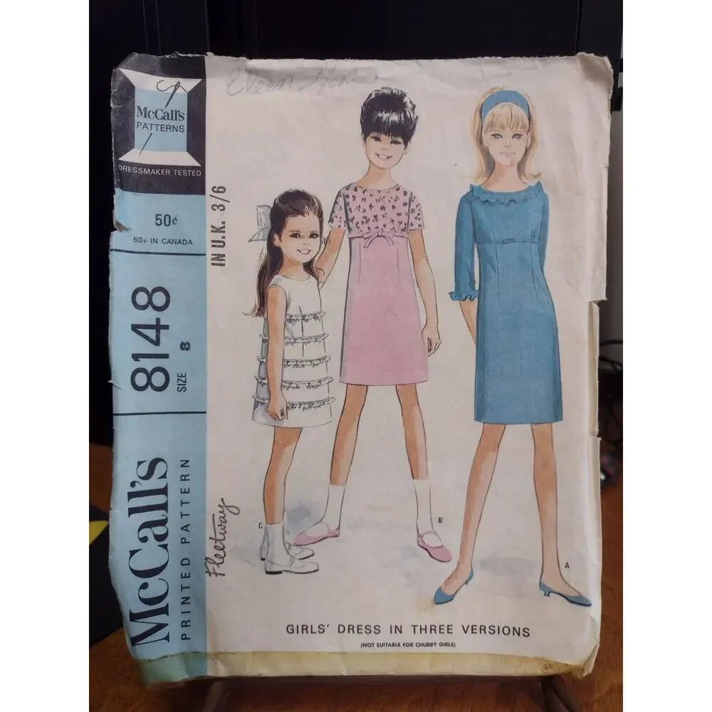 Vintage McCall's Pattern‎ 8148 Girls' Dress in Three Versions (1965)